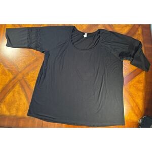 Torrid Size 4 Black Blouse With Lace On Quarter Length Sleeves Office‎ Casual